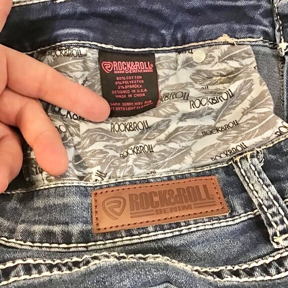 Rock & Roll Denim 28 Long Mid Rise Bootcut Aztec Women’s Jeans Aqua Stretch - Picture 11 of 13